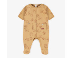 Yellow short-sleeved pyjamas in stretch organic cotton, newborn