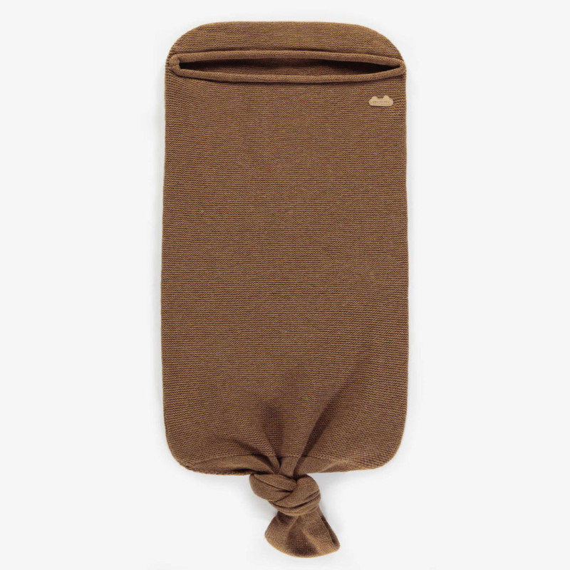 Brown cocoon in knitwear with adjustable knot, newborn