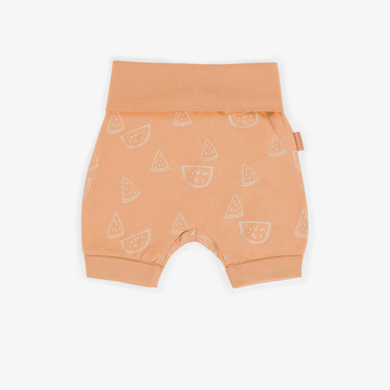 Orange evolutive shorts with clementine in stretch jersey, baby