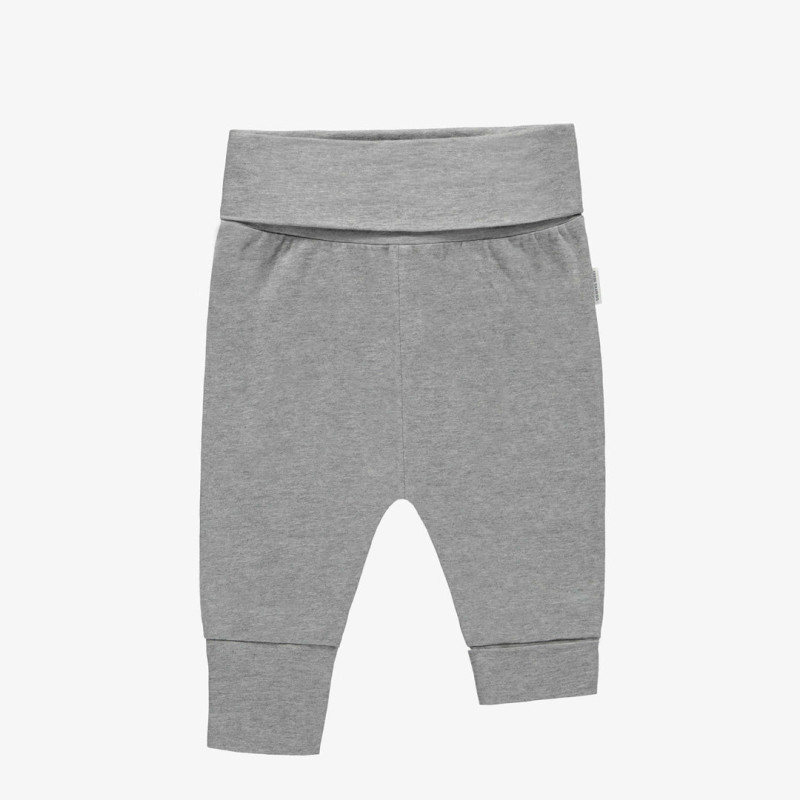 Plain mottled gray evolutive pants in stretch jersey, baby