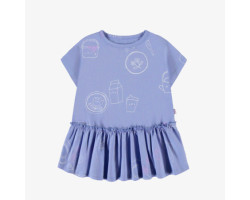 Lavender blue patterned dress in stretch cotton, baby