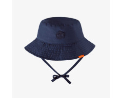 Navy reversible bucket hat with sailboat print, baby