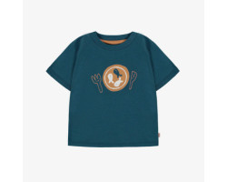 Turquoise short-sleeved t-shirt in cotton, baby
