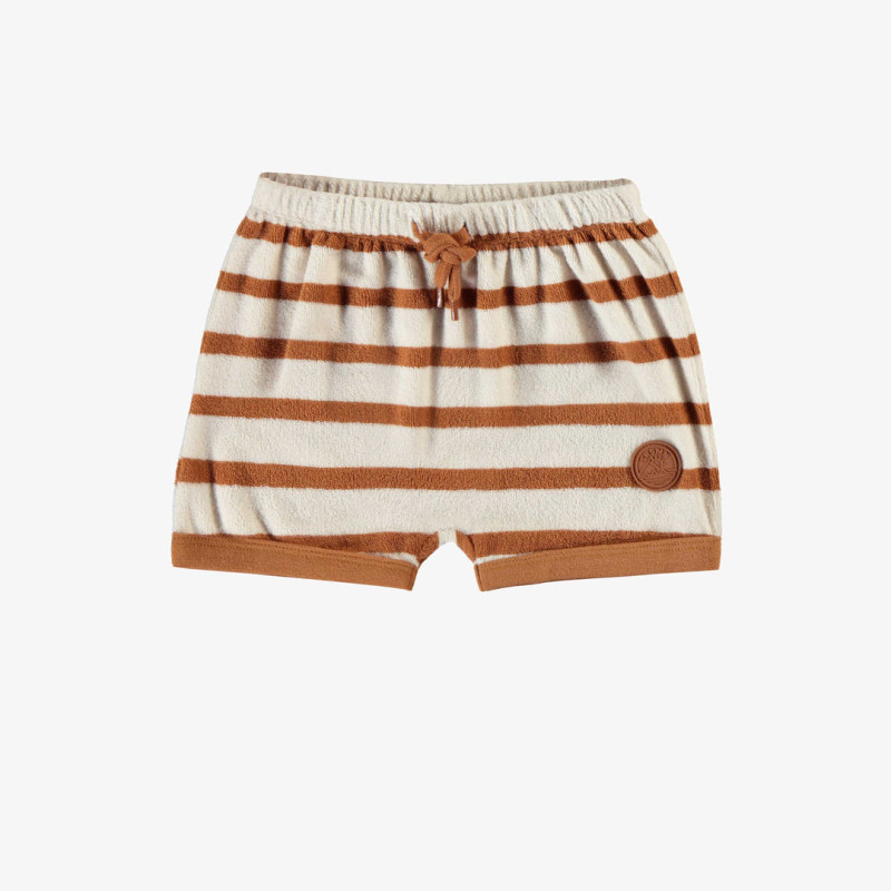 Caramel and cream striped short in terry, baby
