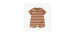 Caramel and cream striped one-piece with an henley collar in terry, baby