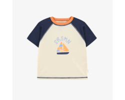 Cream and orange short sleeves swimming t-shirt, baby