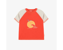 Cream and orange short sleeves swimming t-shirt , baby