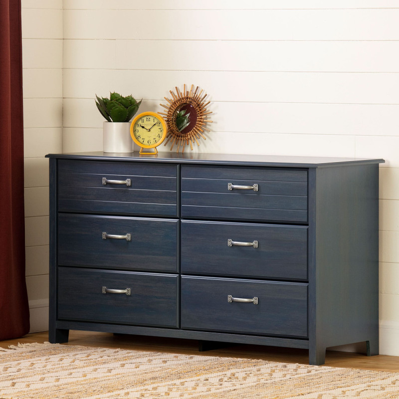 Ulysses Double Desk 6 Drawers - Blueberry