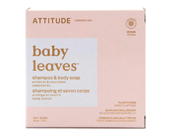 ATTITUDE Baby leaves bar shampoing et savon corps, sans odeur, 85 g