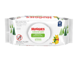 HUGGIES Natural Care lingettes pour bébés pour peau sensible, non parfumées, 56 unités