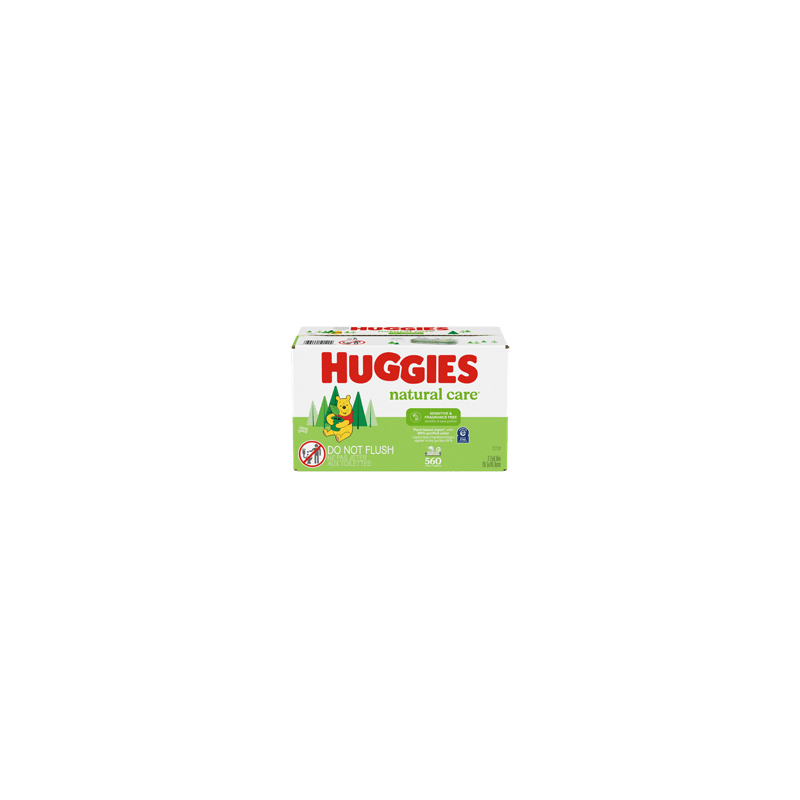 HUGGIES Natural Care lingettes pour bébés pour peau sensible, non parfumées, 560 unités
