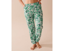Pantalon de pyjama jogger en coton à imprimé tropical