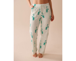 Pantalon de pyjama en coton à imprimé palmier