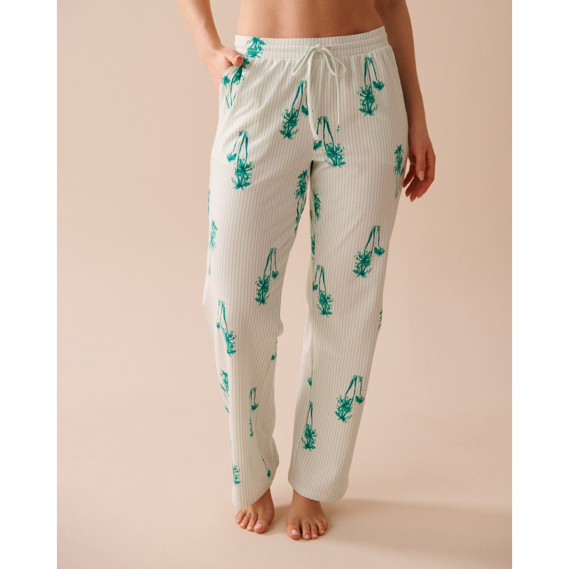 Pantalon de pyjama en coton à imprimé palmier