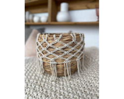 Panier naturel avec franges Macramé