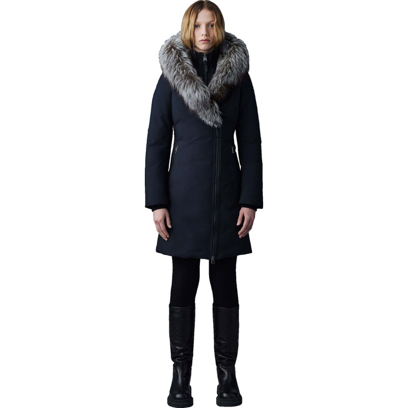 Trish down coat with signature silver fox fur collar - Women's