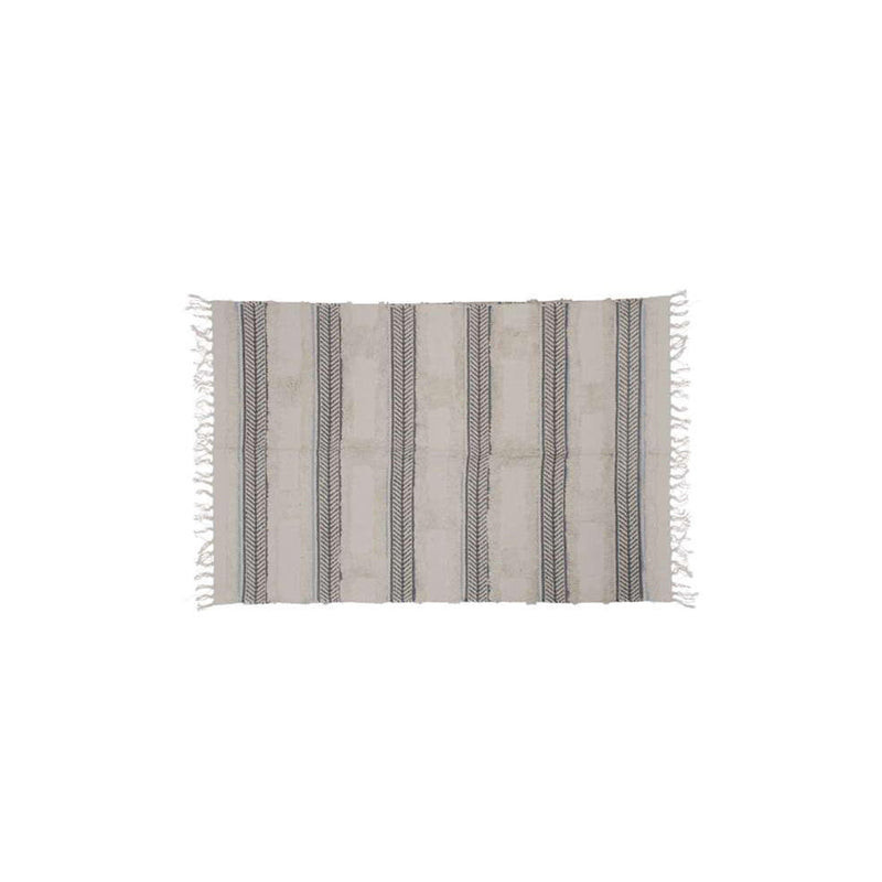 Tapis de couloir touffeté beige à franges