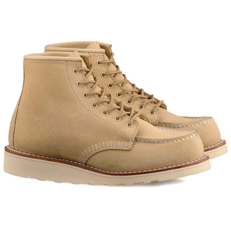 Classic Moc 6 Inch Cream Abilene Leather Boots - Women's