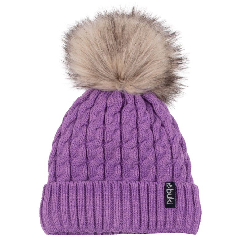 Buki Tuque Tricot Pompon Mauve 7-14ans