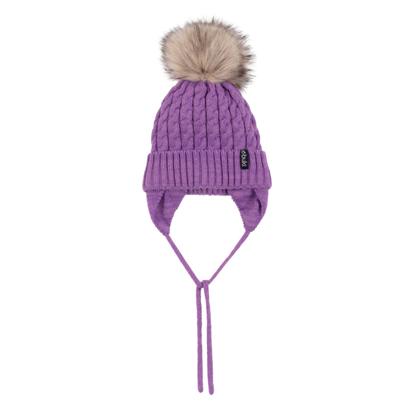 Buki Tuque Tricot Pompon Mauve 2-6ans