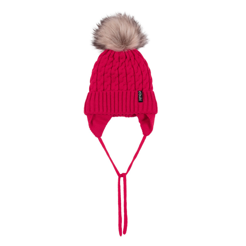 Buki Tuque Tricot Pompon Rose 2-6ans