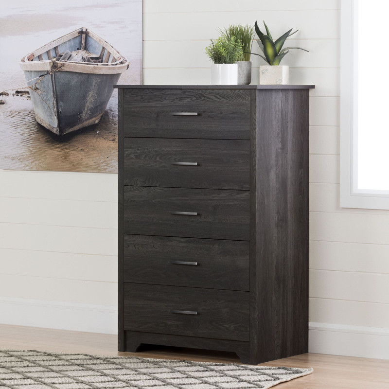 South Shore Commode 5 Tiroirs - Fusion Chêne Gris