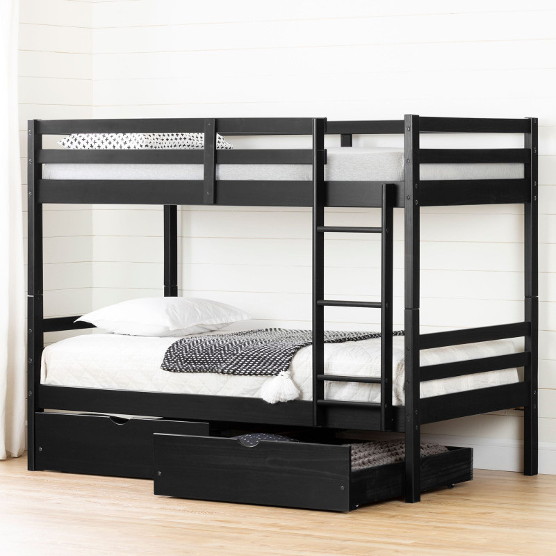 Fakto Bunk Beds and Drawers on Casters - Matte Black