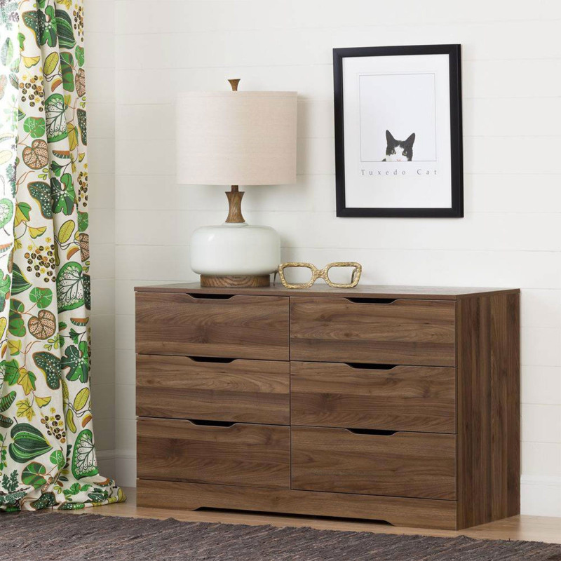 Holland 6 Drawer Dresser - Natural Walnut