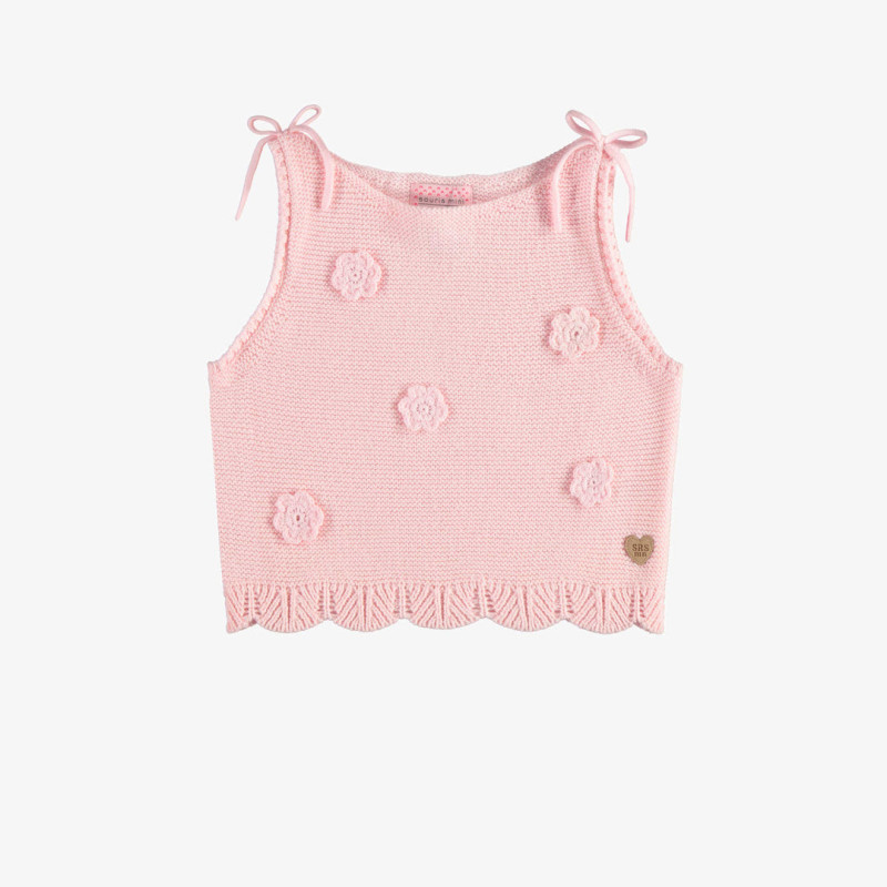 Pink knitted camisole with crochet, child