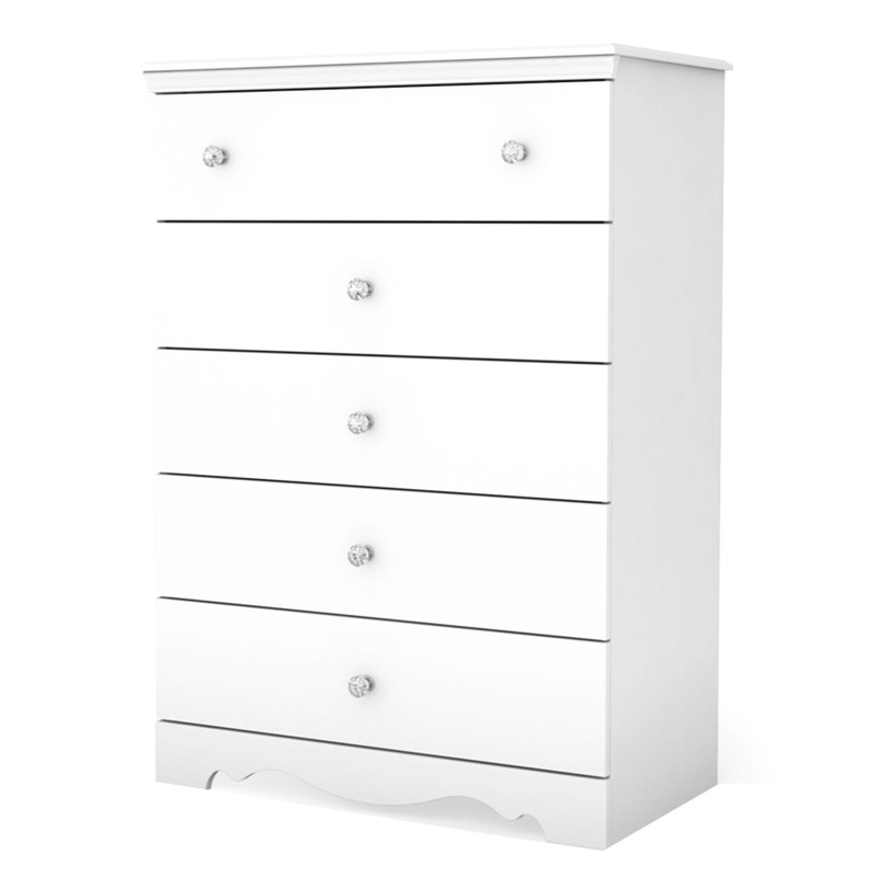 5 Drawer Chest - Solid White Crystal