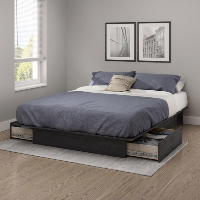 Step One Double / Large Platform Bed - Gray Oak