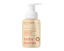 ATTITUDE Baby Leaves 2 en 1 nettoyant mousse pour cheveux et corps, nectar de poire, 295 ml