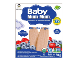 BABY MUM-MUM Biscuits de dentition au riz, bleuets et goji biologiques, 50 g