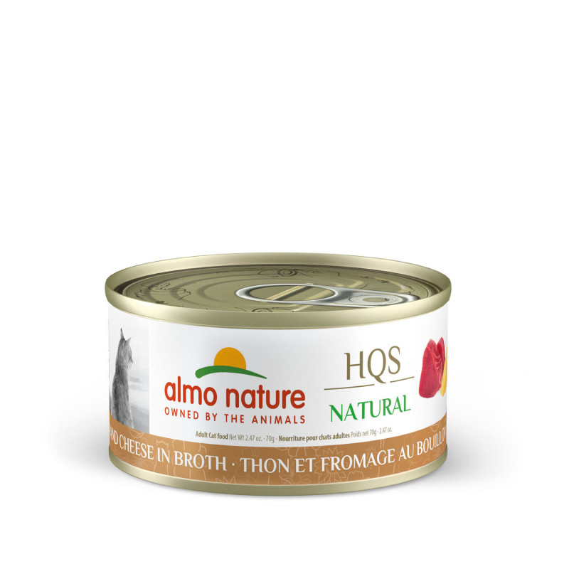 Tuna and cheese in broth for adult cats…