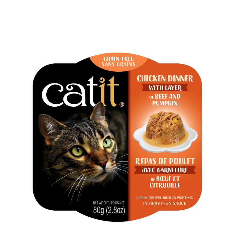 Meals for cats, chicken, beef and pumpkin…