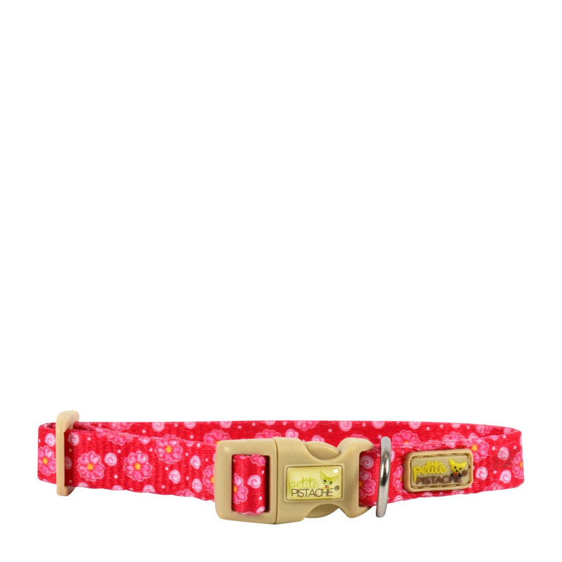 Collar for small dogs, pink flowers