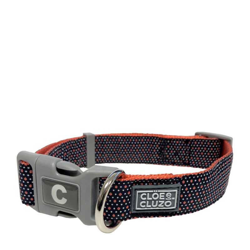 Adjustable collar for dogs, red polka dots...