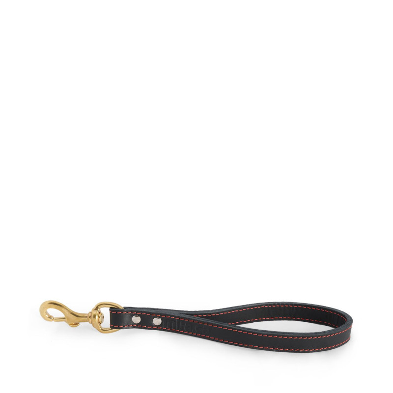 Ultra-short black leather leash
