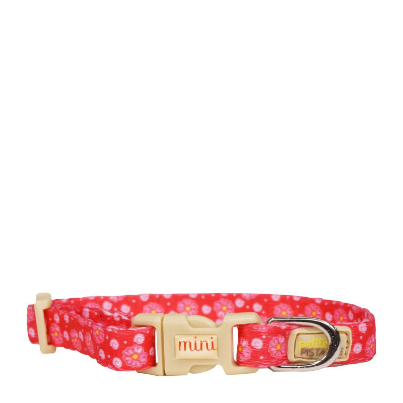 Collar for small dogs, pink flowers