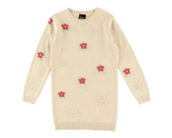 Chat Botté Robe Tricot Mélodie Fleurs 2-8ans