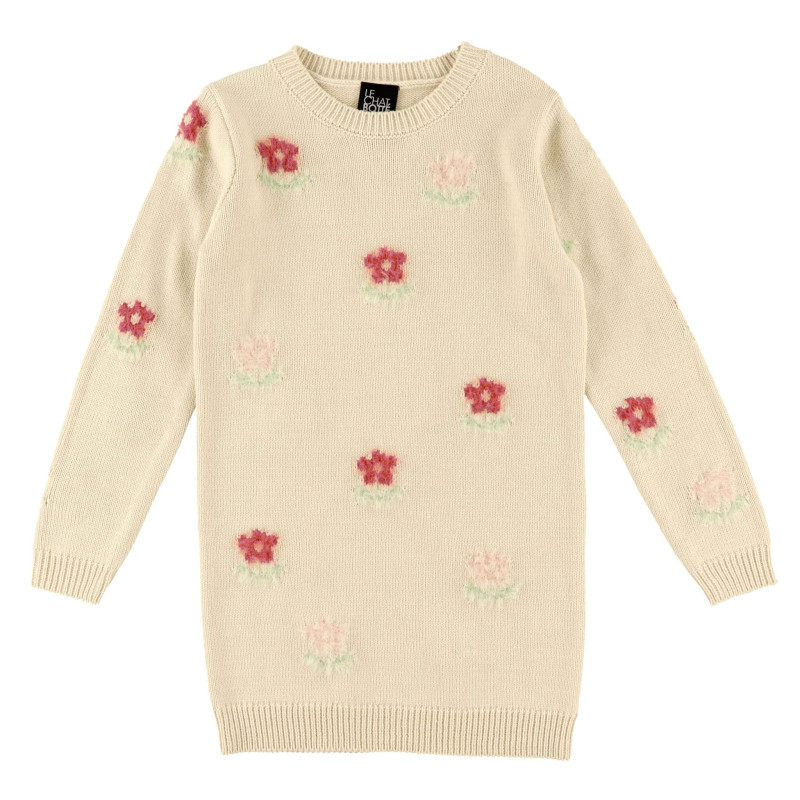 Chat Botté Robe Tricot Mélodie Fleurs 2-8ans