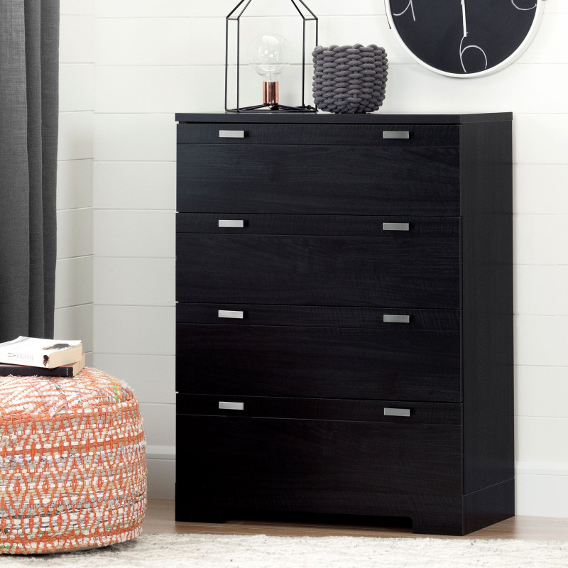 4-drawer chest of drawers - Reevo Black oak