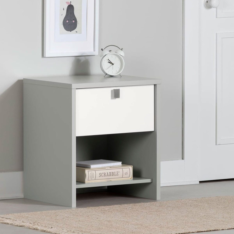 Cookie 1 Drawer Nightstand - Light Gray and Solid White