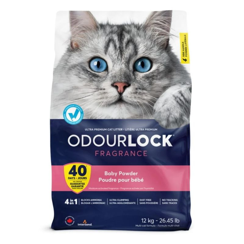 OdourLock Litière Agglomérante Ultra Premium Poudre pour Bébé pour Chat, 12 kg – Intersand