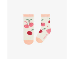 Cream socks with adorable pink cherries, baby