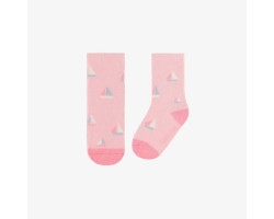 Light pink socks with a sailboat print, baby