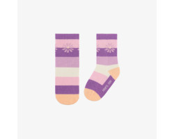Purple and pink striped socks with flowers, baby