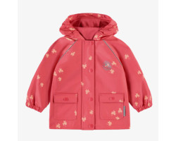 Pink hooded rain coat in...