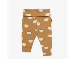 Brown evolutive pants with mugs  pattern in cotton, baby