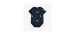 Navy short-sleeved bodysuit with boat-in-a-bottle all over print, in stretch jersey, baby
